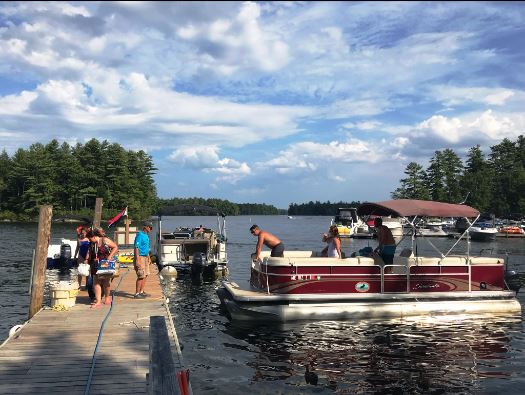 Launching and dockage are available within steps of the beachfront lodging at Point Sebago Resort.